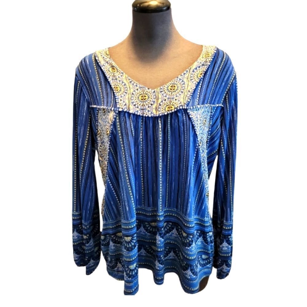 EC STYLE & CO BOHO STYLE LONG SLEEVE BLOUSE SZ. S